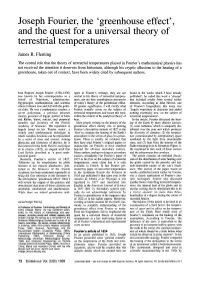 Joseph Fourier, the 'Greenhouse Effect', and the Quest for a Universal