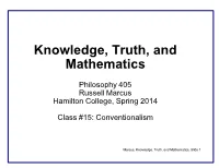 Knowledge, Truth, and Mathematics