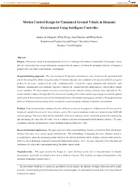 Motion Control Design for Unmanned Ground Vehicle in Dynamic Environment Using Intelligent Controller