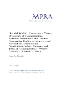 Clusters for a Theory of Concepts of Communications. Historical