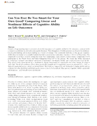Comparing Linear and Nonlinear Effects of Cognitive Ability on Life