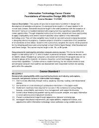 Information Technology Career Cluster Foundations of Interactive Design (MS-CS-FID) Course Standard 1