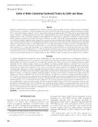 Intake of Water Containing Condensed Tannin by Cattle and Sheep Scott L