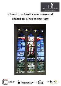 Lincolnshire Remembrance User Guide for Submitting Information