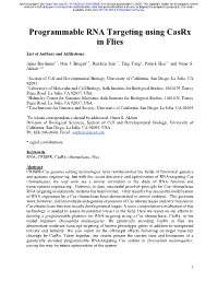 Programmable RNA Targeting Using Casrx in Flies