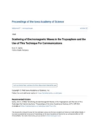 Scattering of Electromagnetic Waves in the Troposphere and the Use of This Technique for Communications