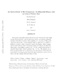 An Optical Study of BG Geminorum: an Ellipsoidal Binary with An