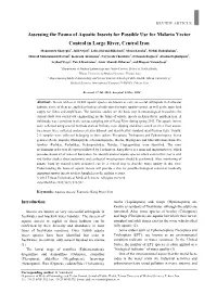 Assessing the Fauna of Aquatic Insects for Possible Use for Malaria Vector Control in Large River, Central Iran