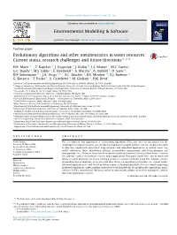 Evolutionary Algorithms and Other Metaheuristics in Water Resources: Current Status, Research Challenges and Future Directions*,**