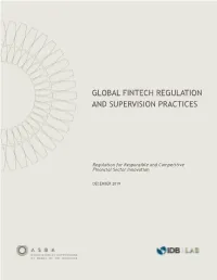 Global Fintech Regulation and Supervision Practices