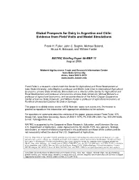 Global Prospects for Dairy in Argentina and Chile: Evidence from Field Visits and Model Simulations