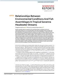 Relationships Between Environmental Conditions and Fish Assemblages in Tropical Savanna Headwater Streams