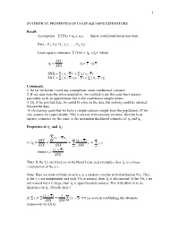 Statistical Properties of Least Squares Estimates