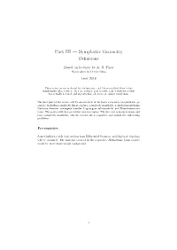 Symplectic Geometry Deﬁnitions