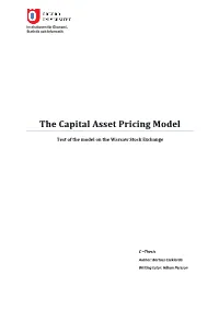 The Capital Asset Pricing Model
