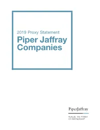 2019 Proxy Statement Piper Jaffray Companies