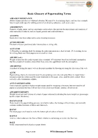 Basic Glossary of Papermaking Terms