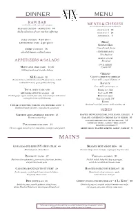 Dinner Menu Mains