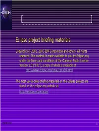 Eclipse Project Briefing Materials