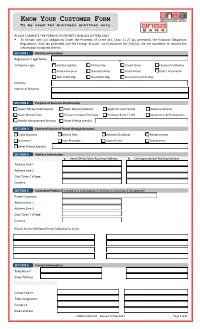Know Your Customer Form