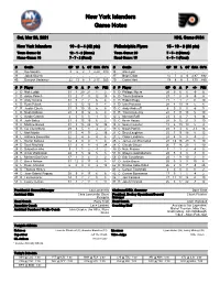 New York Islanders Game Notes