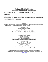 Notice of Metrobus Public Hearing