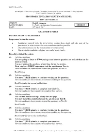 Secondary Education Certificate Level May 2017 Session