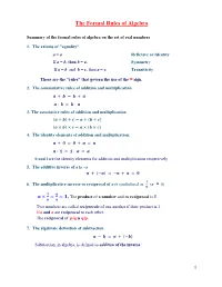 The Formal Rules of Algebra