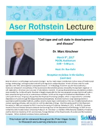 “Cell Type and Cell State in Development and Disease” Dr. Marc Kirschner