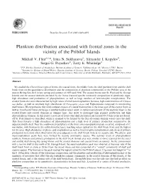 Plankton Distribution Associated with Frontal Zones in the Vicinity of the Pribilof Islands