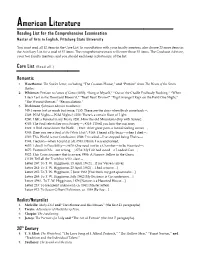 Reading List for the Comprehensive Examination Master of Arts in English, Pittsburg State University