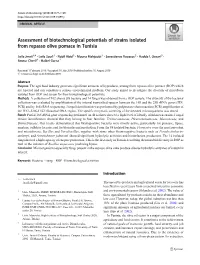 Assessment of Biotechnological Potentials of Strains Isolated from Repasso Olive Pomace in Tunisia