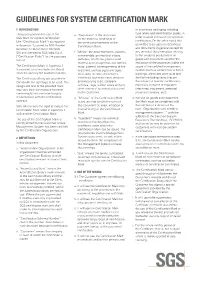 Guidelines for System Certification Mark
