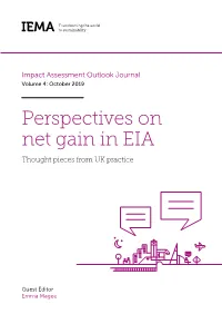 Perspectives on Net Gain in EIA Thought Pieces from UK Practice