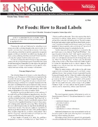 Pet Foods: How to Read Labels Lisa K