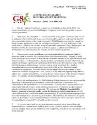 1 G8 Muskoka Declaration Recovery