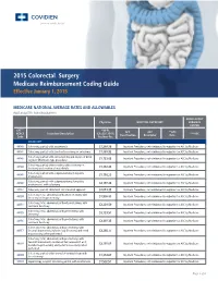 2015 Colorectal Surgery Medicare Reimbursement Coding Guide Effective January 1, 2015