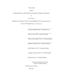 A Dissertation Entitled Design of Microwave Front-End Narrowband