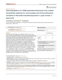 Characterization of a SAM-Dependent Fluorinase from a Latent Biosynthetic Pathway for Fluoroacetate and 4-Fluorothreonine Format
