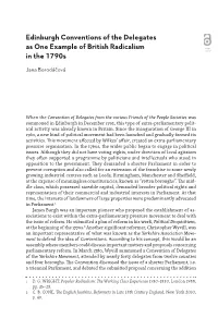 Edinburgh Conventions of the Delegates As One Example of British Radicalism OPEN ACCESS in the 1790S