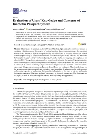 Evaluation of Users' Knowledge and Concerns of Biometric Passport