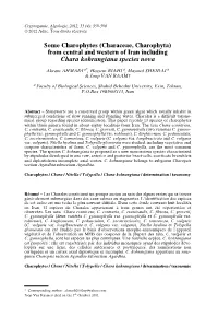From Central and Western of Iran Including Chara Kohrangiana Species Nova
