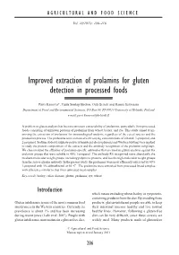 Improved Extraction of Prolamins for Gluten Detection in Processed Foods