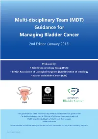 (MDT) Guidance for Managing Bladder Cancer