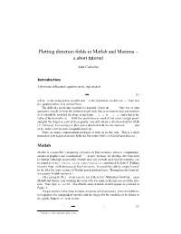Plotting Direction Fields in Matlab and Maxima – a Short Tutorial