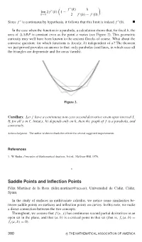 Saddle Points and Inflection Points