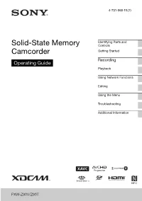 Solid-State Memory Camcorder” Operating Guide (2)