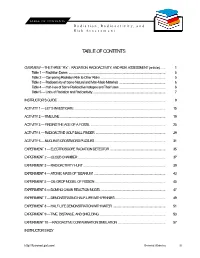 TABLE of CONTENTS Radiation, Radioactivity, and Risk Assessment