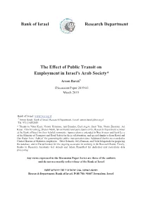 The Effect of Public Transit on Employment in Israel's Arab Society*