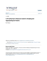 A Resource Guide for Studying and Appropriating the Psalms